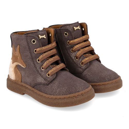 Stones and bones veterboot taupe Meisjes (veterboots meisjes platina metallic suéd - Plan 5524) - Junior Steps