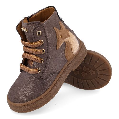 Stones and bones veterboot taupe Meisjes (veterboots meisjes platina metallic suéd - Plan 5524) - Junior Steps