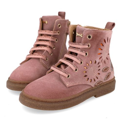 Stones and bones veterboot roze Meisjes (veterboots meisjes roze - Panda 5495) - Junior Steps