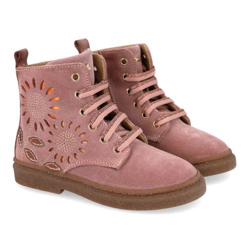 Stones and bones veterboot roze Meisjes (veterboots meisjes roze - Panda 5495) - Junior Steps