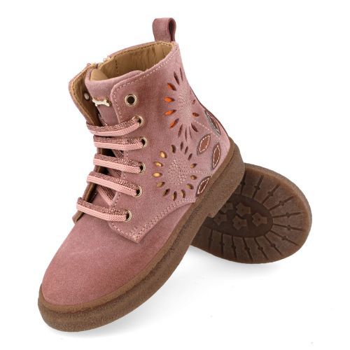 Stones and bones veterboot roze Meisjes (veterboots meisjes roze - Panda 5495) - Junior Steps
