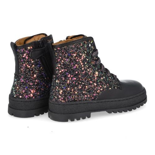 Stones and bones veterboot Zwart Meisjes (veterboots meisjes zwart met glitters - blesa 5264) - Junior Steps