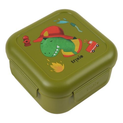 Trixie boterhamdoos groen  (Snack box met clips  Fireman Mr. Dino - 04-149) - Junior Steps