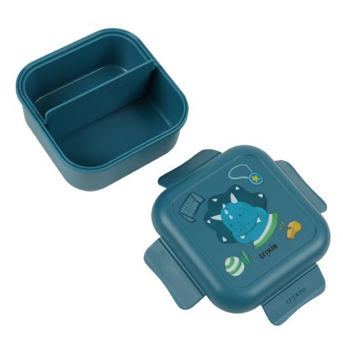 Trixie boterhamdoos blauw  (Snack box met clips  Mr. Triceratops - 04-151) - Junior Steps