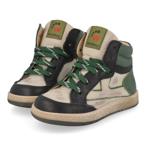 Walkey sneakers groen Jongens (Sneaker used leather white-green - 43757) - Junior Steps