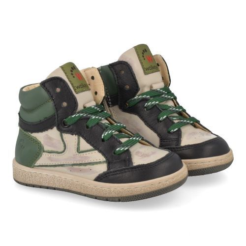 Walkey sneakers groen Jongens (Sneaker used leather white-green - 43757) - Junior Steps