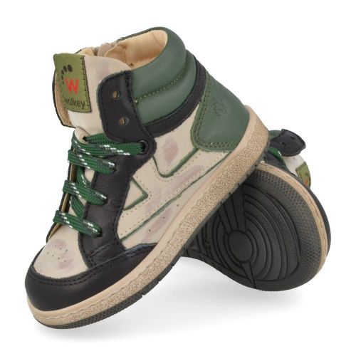 Walkey sneakers groen Jongens (Sneaker used leather white-green - 43757) - Junior Steps
