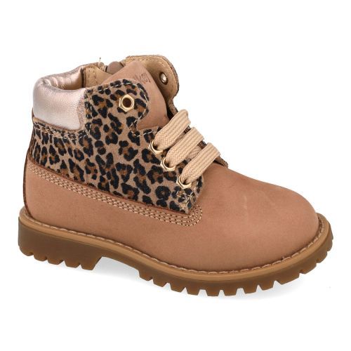Walkey veterboot beige Meisjes (Veterboots beige en leopardprint - 44440) - Junior Steps
