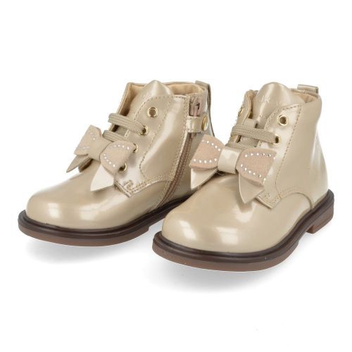 Walkey veterboot beige Meisjes (Veterboots in beige lak en strikje - 43911) - Junior Steps