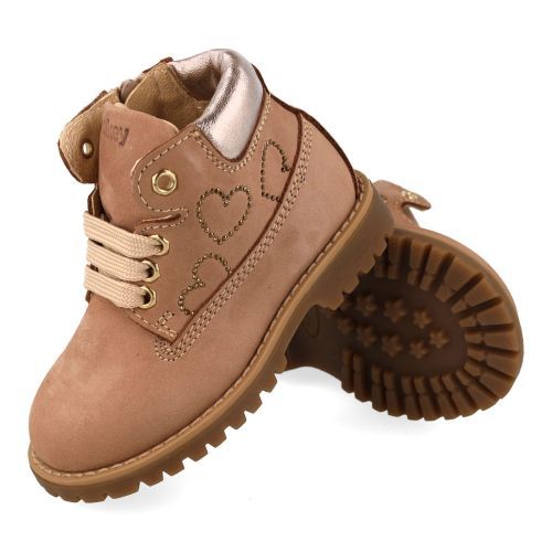 Walkey veterboot beige Meisjes (Veterboots in beige nubuck met strass - 44445) - Junior Steps
