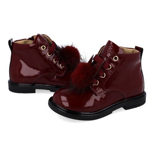 Walkey veterboot bordeaux Meisjes (Veterboots in bordeaux lak en strikje - 44464) - Junior Steps