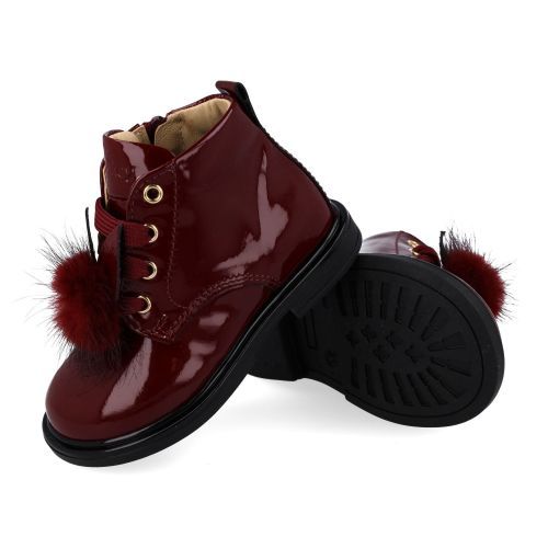 Walkey veterboot bordeaux Meisjes (Veterboots in bordeaux lak en strikje - 44464) - Junior Steps