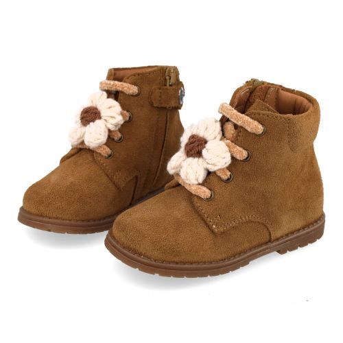 Zecchino d'oro veterboot beige Meisjes (beige veterbottine met bloem - f20-5036) - Junior Steps