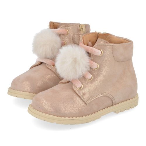 Zecchino d'oro veterboot beige Meisjes (Beige veterbottine met pompon - N4-0430) - Junior Steps
