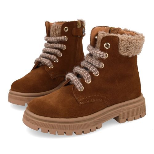 Zecchino d'oro veterboot beige Meisjes (Beige veterbottine met wol kraag - F03-3604) - Junior Steps