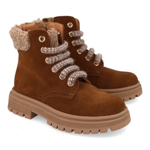 Zecchino d'oro veterboot beige Meisjes (Beige veterbottine met wol kraag - F03-3604) - Junior Steps