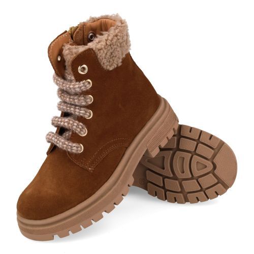 Zecchino d'oro veterboot beige Meisjes (Beige veterbottine met wol kraag - F03-3604) - Junior Steps