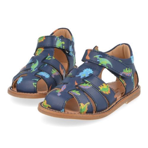 Zecchino d'oro sandalen blauw Jongens ( - blauw gesloten sandaaltje met dinoprintA31-3106) - Junior Steps