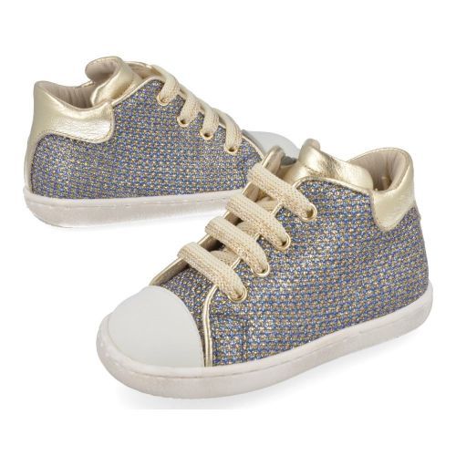 Zecchino d'oro sneakers blauw Meisjes ( - Blauw goud sneakertje met rubber stootneN12-1044) - Junior Steps