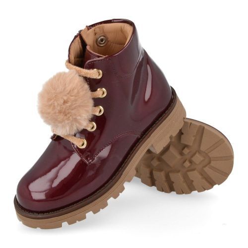 Zecchino d'oro veterboot bordeaux Meisjes (Bordeaux veterbottine met pompon - F20-5021) - Junior Steps