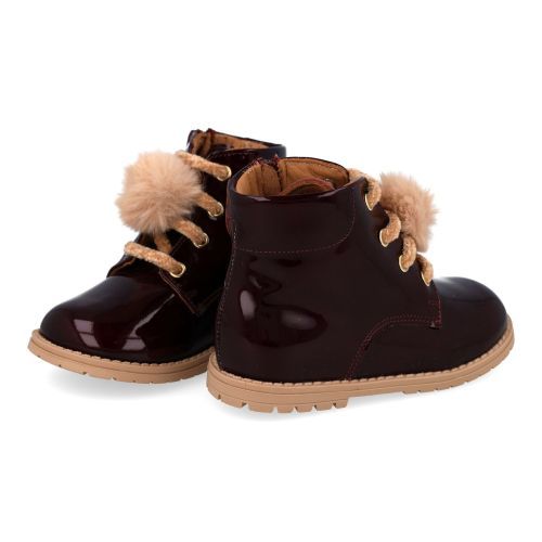 Zecchino d'oro veterboot bordeaux Meisjes (Bordeaux veterbottine met pompon - n4-0430) - Junior Steps