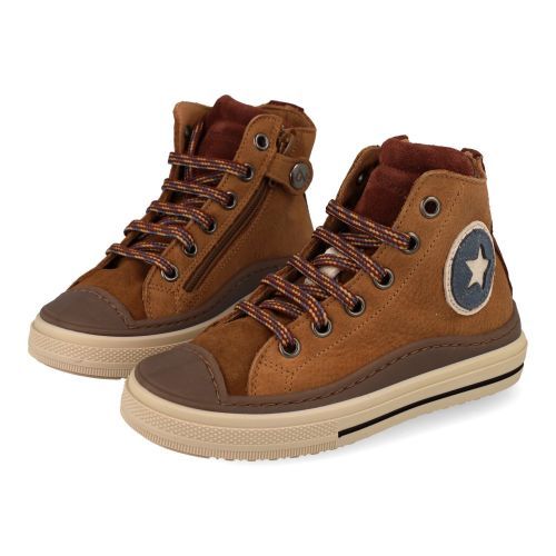 Zecchino d'oro sneakers cognac Jongens (cognac sneaker met rubberen top - f13-4300) - Junior Steps