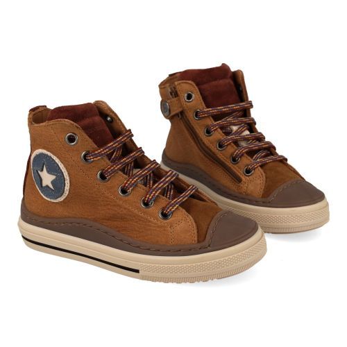 Zecchino d'oro sneakers cognac Jongens (cognac sneaker met rubberen top - f13-4300) - Junior Steps