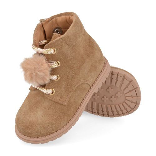 Zecchino d'oro veterboot cognac Meisjes (cognac veterbottine met pompon - N4-0430) - Junior Steps