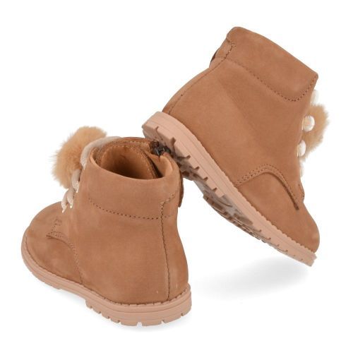 Zecchino d'oro veterbottine cognac Meisjes ( - cognac veterbottine met pomponn4-0430) - Junior Steps