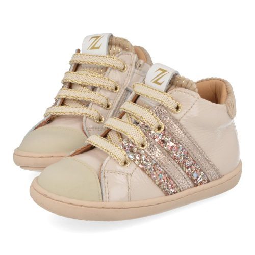 Zecchino d'oro sneakers ecru Meisjes (Ecru lak sneakertje met glitter accent - n12-1555) - Junior Steps