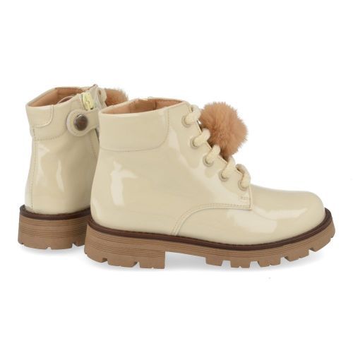 Zecchino d'oro veterboot ecru Meisjes (Ecru veterbottine met pompon - F20-5021) - Junior Steps