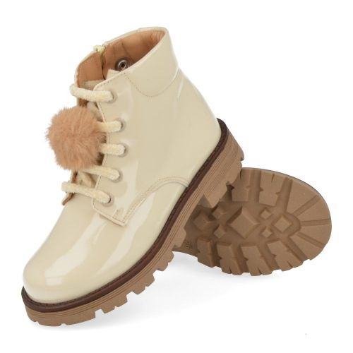 Zecchino d'oro veterboot ecru Meisjes (Ecru veterbottine met pompon - F20-5021) - Junior Steps