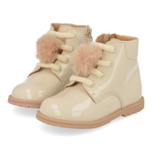 Zecchino d'oro veterboot ecru Meisjes (ecru veterbottine met pompon - n4-0430) - Junior Steps