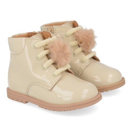 Zecchino d'oro veterboot ecru Meisjes (ecru veterbottine met pompon - n4-0430) - Junior Steps