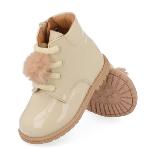 Zecchino d'oro veterboot ecru Meisjes (ecru veterbottine met pompon - n4-0430) - Junior Steps