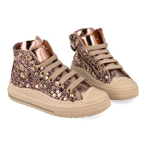 Zecchino d'oro sneakers GOUD Meisjes (Goud kleurige pailletten sneaker met bes - f13-4305) - Junior Steps