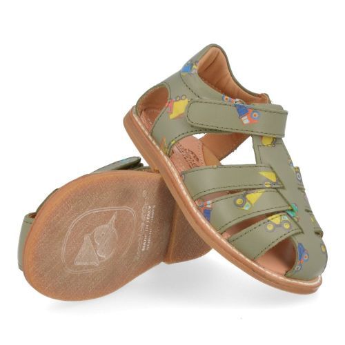 Zecchino d'oro sandalen kaki Jongens ( - kaki gesloten sandaaltje met traktorprinA31-3106) - Junior Steps