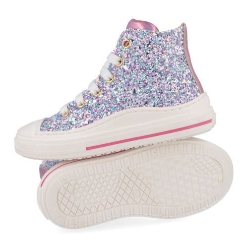 Zecchino d'oro sneakers lila Meisjes ( - lila glitter sneaker met rubber stootneuF13-4303-2B) - Junior Steps