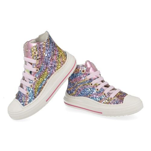 Zecchino d'oro sneakers lila Meisjes ( - multi glitter sneaker met rubber stootneF13-4303-5L) - Junior Steps