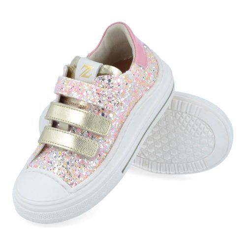 Zecchino d'oro sneakers roze Meisjes (rozé glitter sneaker met rubber stootneu - F13-4327) - Junior Steps