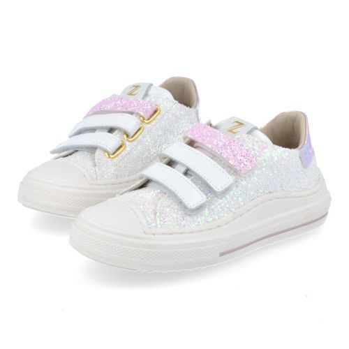 Zecchino d'oro sneakers wit Meisjes (wit glitter sneaker met rubber stootneus - F13-4327) - Junior Steps