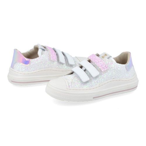Zecchino d'oro sneakers wit Meisjes (wit glitter sneaker met rubber stootneus - F13-4327) - Junior Steps