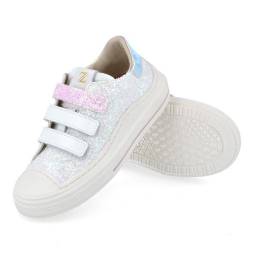 Zecchino d'oro sneakers wit Meisjes (wit glitter sneaker met rubber stootneus - F13-4327) - Junior Steps