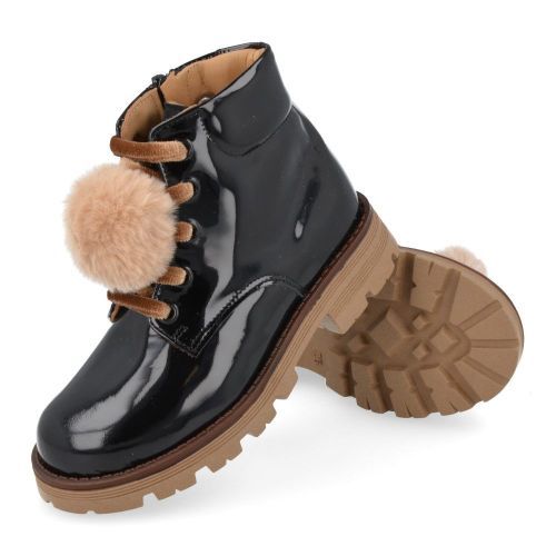 Zecchino d'oro veterboot Zwart Meisjes (zwarte veterbottine met pompon - F20-5021) - Junior Steps