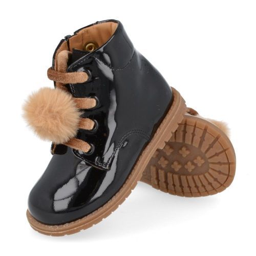 Zecchino d'oro veterboot Zwart Meisjes (zwarte veterbottine met pompon - n4-0430) - Junior Steps