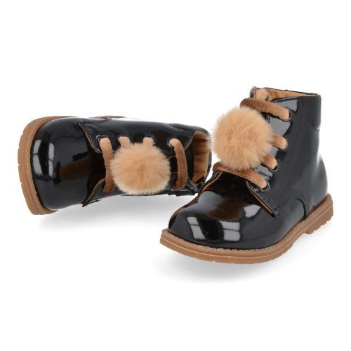 Zecchino d'oro veterboot Zwart Meisjes (zwarte veterbottine met pompon - n4-0430) - Junior Steps