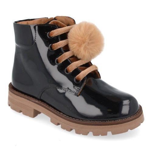 Zecchino d'oro veterboot Zwart Meisjes (zwarte veterbottine met pompon - n4-0430) - Junior Steps