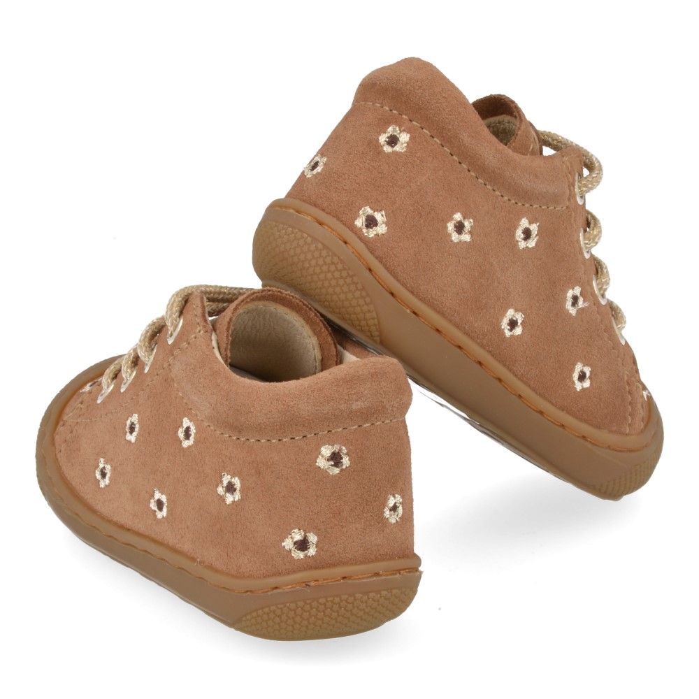 Naturino Baby Meisjes Cocoon Babyschoen - Roze Leren Schoen Met Veters, Flexibele Rubberen Zool