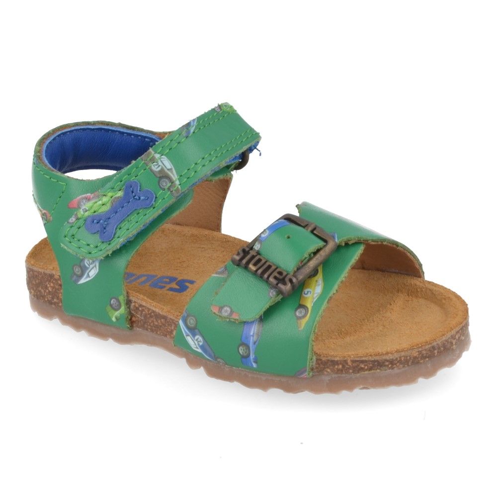 Fokken Doe mijn best Vanaf daar Stones and bones sandalen groen Jongens ( - lenot groen sandaaltje met  autoprintlenot) - Junior Steps